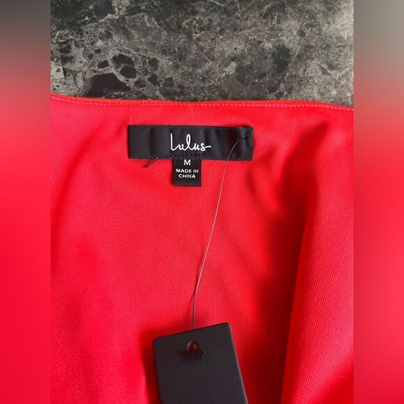 Lulus Satin Wrap Mini Dress Ruffled Hem Red Bodice Cocktail Party - Picture 7 of 10